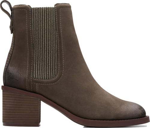 Bottines Chelsea Clarks daim gris taupe femme 37 : confort sans douleur