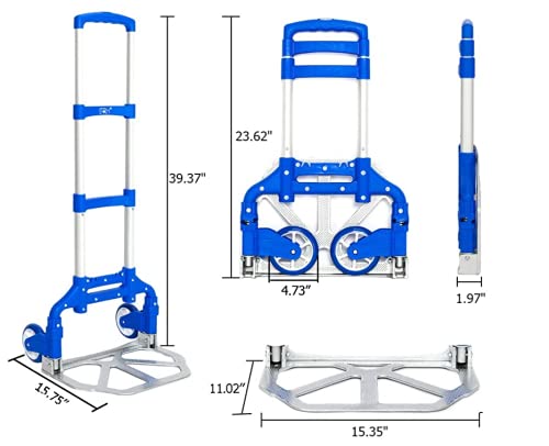 Carrito plegable de mano de aluminio con ruedas de caucho miniatura 5
