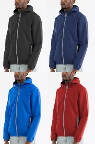 Image of WEIV GEAR Men's Full Zip Hooded Lightweight Windbreaker Anorak Jacket