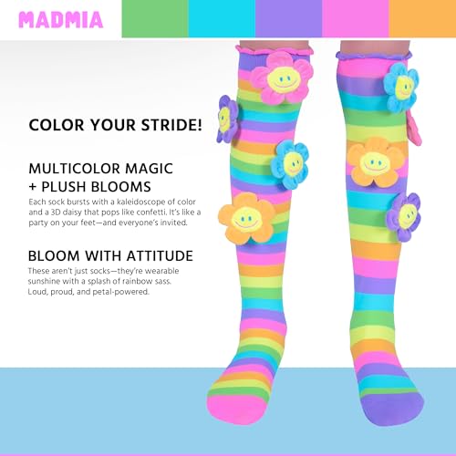 Image of MADMIA Oopsie Daisy Knee-High Socks - Colorful Dress-Up Socks for Kids & Adults, Fun Crazy Sock Day Gift