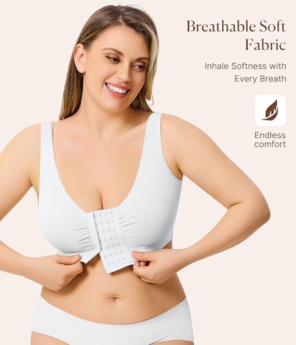 Image of BRABIC Front Closure Post Surgery Minimizer Bras for Women Full Coverage Surgical Wireless Comfort Everyday Bras