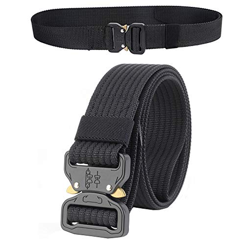 Warmiehomy Ceinture tactique en nylon unisexe avec boucle en métal à libération rapide pour le sport de plein air, le camping, la chasse, la randonnée -  Noir - Taille Unique