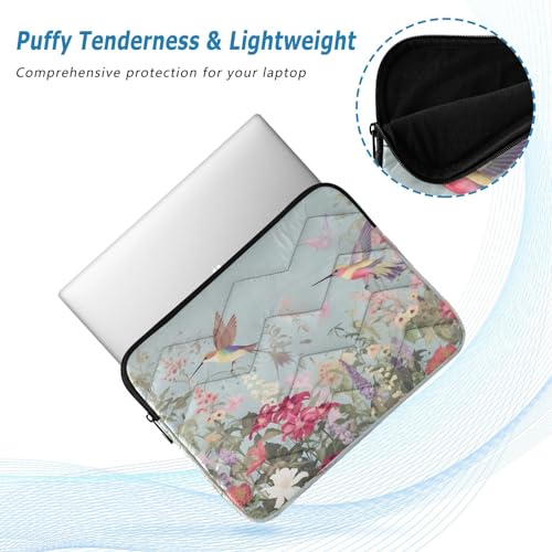Funda para portátil de 13-14 pulgadas con diseño de flores y colibríes miniatura 5