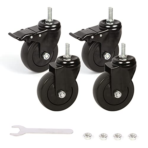Caster Wheels Set of 4, 4inch Heavy Duty Metal Swivel Wheel Threaded Stem Mount Industrial Castors Wheel Kit Fits for Kamado Joe Series III Carts Rolling Carts Furniture Workbench Trolley