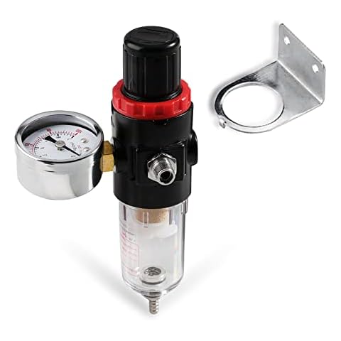 SAGUD Airbrush Compressor Air Pressure Regulator Mini Inline Filter Oil Water Trap Moisture with Airbrush Adapter,fit with Airbrush compressors Cover