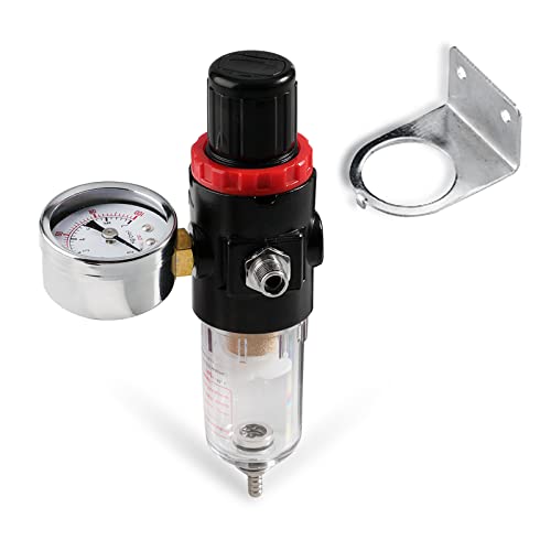 SAGUD Airbrush Kompressor Druckregler Manometer Filter Luftdruckregler Mini Inline Filter Öl Wasserfall Feuchte Manometer Messgerät mit Adapter