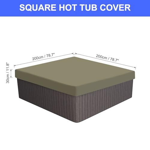 PATIKIL Square Hot Tub Cover 78.7 x 78.7 x 11.8 Inch, Coffee - Image 2