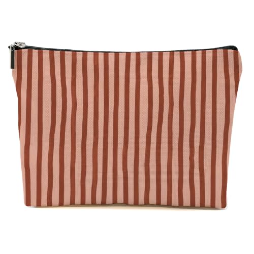 Blue Leaves Dolce Stripe Makeup Bag Gifts for Women Pink Red Cosmetic Bag