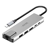 USB 3.0 APM Hub USB C, 6 en 1, HDMI 4K, RJ45 Ethernet Gigabit, Adaptateur USB Type-C vers USB 3.0 et USB C PD Charge 100W, Compatible avec Windows MacOS Linux ChromeOS PC XPS MacBook Chromebook, 570518