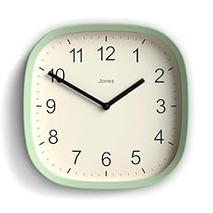 JONES CLOCKS® Sprite Wall Clock | Modern Retro Rounded Square Clock | 10 inch | Neo Mint Green |