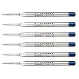 Parker Quinkflow Ink Refill for Ballpoint Pens, Fine Point, Blue Pack of 6 Refills (1782468)