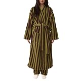 Homgro Women's Fuzzy Fleece Long Robe Plush Kimono Warm Winter Striped Long Sleeve Thick Fluffy Oversized Cozy Hot Tub Bath SPA Pockets Belted V Neck Loungewear Maxi Bathrobe Purple Medium