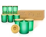 Bulk Candle Jars for Making Candles, 10 OZ Empty Tumbler with Bamboo Lids, 12 Pack Bulk Candle Containers - Dishwasher Safe, Green Frosted