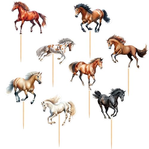 Blumomon 32 Stück Pferd Cupcake Topper Dschungel Safari Tiere Kuchen Dekoration Tiere Figur Kuchen Topper Picks für Babyparty Kindergeburtstag Party Supplie