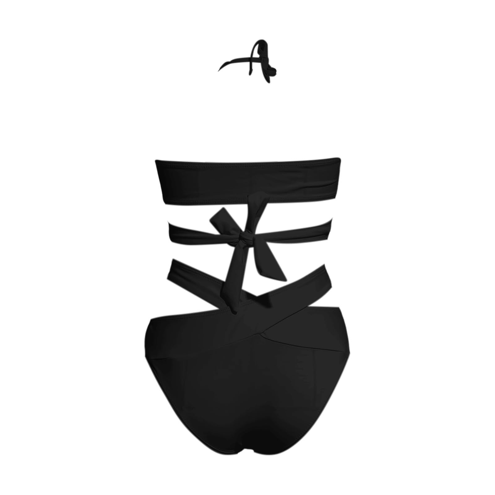 Conjuntos De Bikini Dos Piezas for Mujer, Talle Alto, Traje Baño Push Up, Cruzado, Negro, XXL