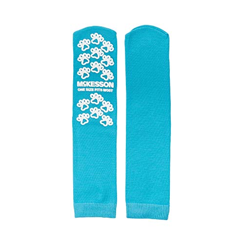 McKesson Paw Prints Unisex Non-skid Slipper Socks One Size Fits Most Blue