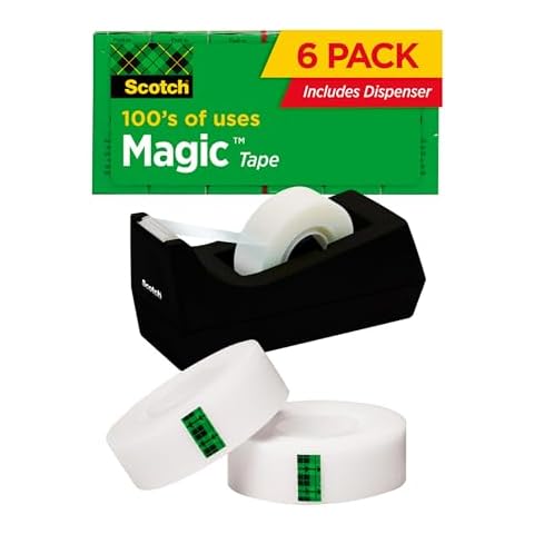 Scotch Magic Tape, 6 Rolls with Dispenser Cover