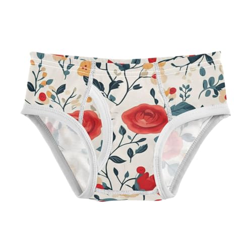 KLL Floral Pattern Red Roses Toddler Boys Soft Underwear Cute Children Panties