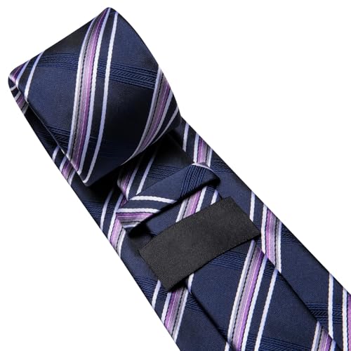 Image of Dubulle Mens Paisley Floral Silk Tie for Men Striped Necktie and Pocket Square Cufflinks Set Wedding Business