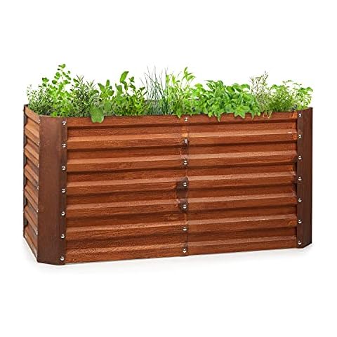 blumfeldt Rust Grow Raised Bed - Garden Bed, Growing Bed, Made from Galvanised Sheet Steel, Material Thickness: 0.6 mm, Easy Assembly, Rust Finish, Rust Look, 120 x 60 x 60 cm Cover