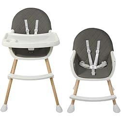 Tronas Bebé Hiperbebé ALMAR Baby Trona para bebe gris convertible en silla 2 en 1 con asiento acolchado y bandeja silla para comer evolutiva de 6 a 36 meses
