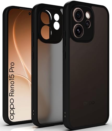 Image of RIGGEAR Shockproof Sleek Hybrid Armor Back Cover Case for Oppo Reno15 Pro, Reno 15 Pro 5G (Smoke Black Matte PC + Black TPU Bumper)