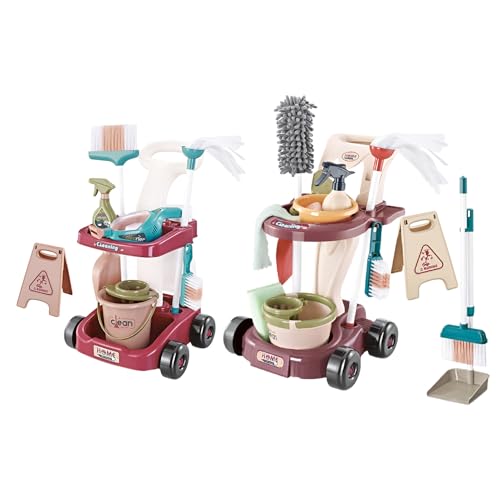 Juego De Limpieza para Niños - Juego De Limpieza del Hogar De Simulación De ABS | carros Limpiador Hetty | Juguetes De Jueego De Fregona Recogedor | Jueego De Cepillo Y Recogedor De Escoba, Sumini