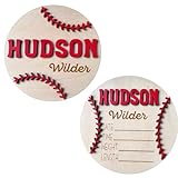 Personalized Boy's Baseball 3D Newborn Baby Name Announcement Sign - Custom Baby Name Hospital Photo Prop - Multiple Sizes, 19 Font Options, 30 Colors (3D Bundle Baseball Name + Stat Sign)