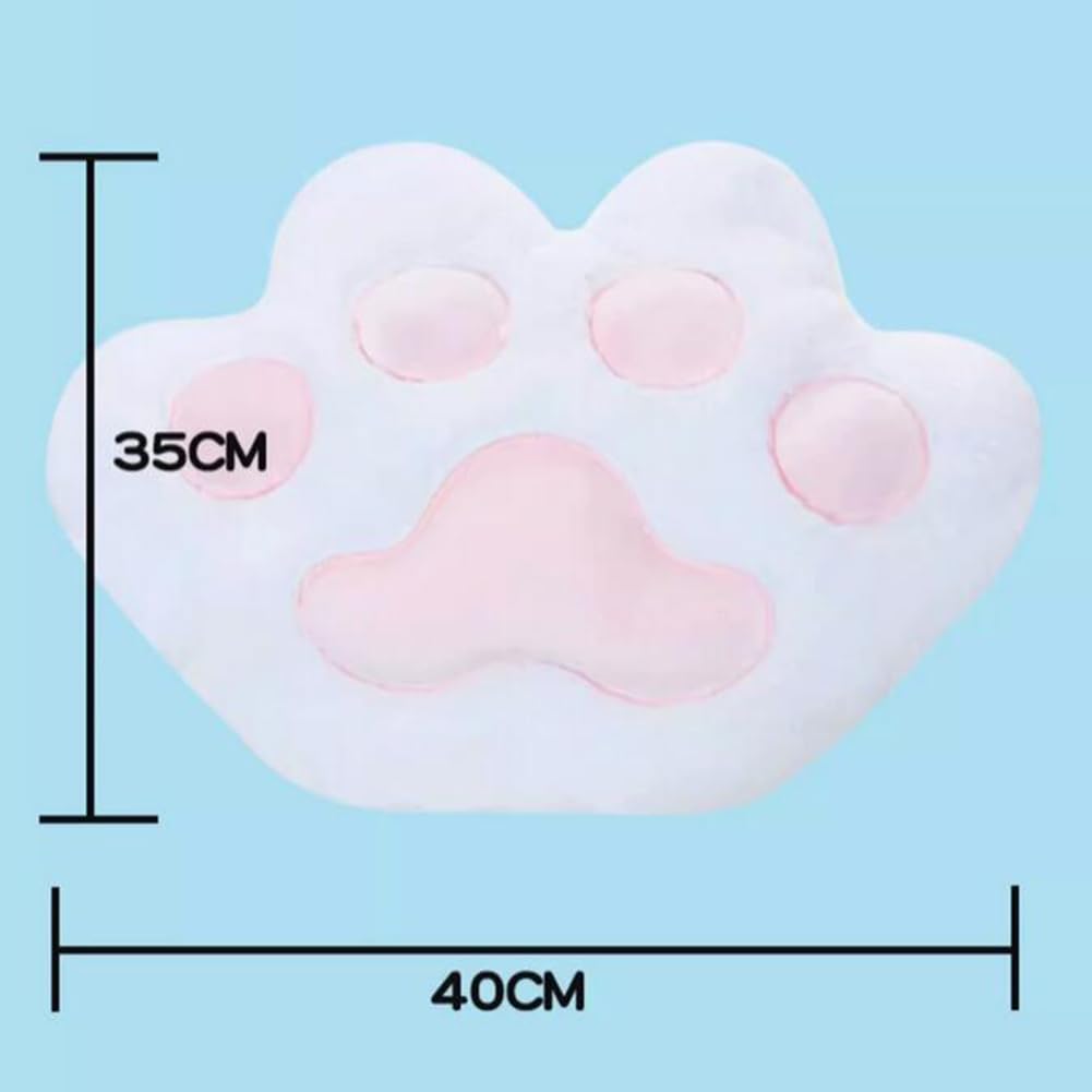 Cute Cat's Paw Plush Pillow Cartoon Warm Hand Pillow Nap Sleeping Pillow Soft Waist Back Cushion Plush Hugging Pillow (White, 40×35cm/15.7