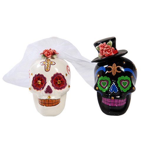 Buy Functional Day of Dead Wedding Sugar Skull Salt & Pepper Shakers