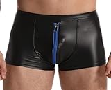 Cave Hero Latex ähnliche Shorts mit Reissverschluss vorn - Wetlook Shorts mit Zipper - blau XL