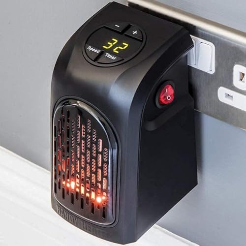 Image of Handy Wall Mounted Electric Convector Heater 400W | Silent Infrared Fan Room Heater | Energy Saving Portable Plug-in Heater for Bathroom, Bedroom, Office, Kitchen & Small Indoor Spaces (S2)