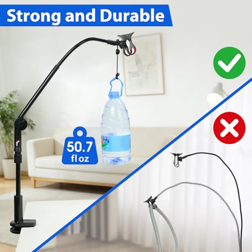 Image of CPAP Hose Holder for Bed - Adjustable CPAP Stand, Tangle-Free Hose Lift, Prevent Blockage and Leakage, Easy Setup, Bedside & Travel Use, No Drilling (Black)