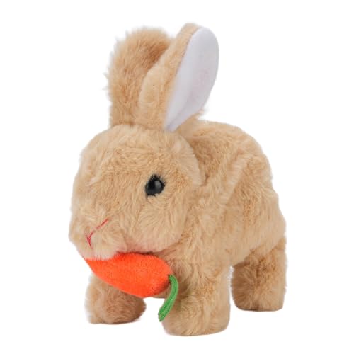 UPALDHOU Orecchie in Movimento Bunny Giocattolo Coniglio Peluche Interattivo con Effetti Sonori Che Saltano la Carota Propri Elettrici per il Gioco per Bambini Genitori (YELLOW)