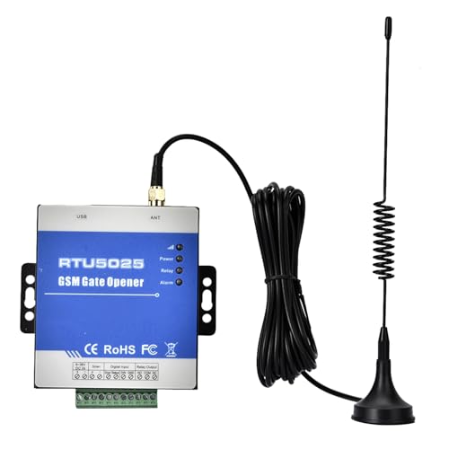 gsm RTU5025 Abrepuertas de Garaje Remoto gsm Puerta Abierto 1000 Control Histórico Alarma 2G/3G/4G Relé de vigilancia para la fábrica de Alarma Apertura de la Puerta de Garaje (Azul)