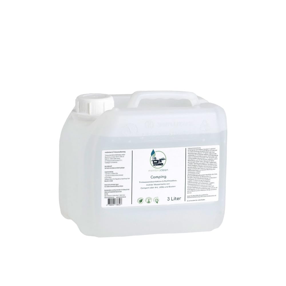 3 Liter membraclean Trinkwasseraufbereitung Camping & Wohnmobile | Für sicheres Trinkwasser unterwegs: Trinkwasser aufbereiten, konservieren und Biofilm abbauen