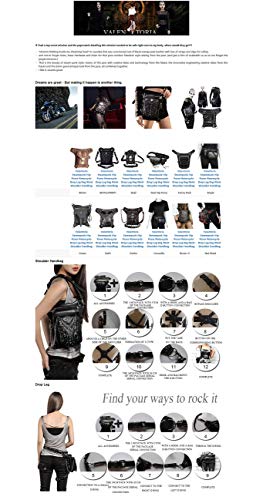 Prime Amazon Day Deals Sale Offers-Steam Punk Waist bag Leather Fanny Pack Shoulder Crossbody Bag Thigh Leg Hip Holster Purse Belt Pouch Chain Bags Hiking Packs Handbag Messenger Bags for Men Women steampunk buy now online
