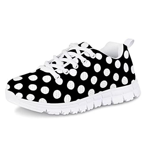 Dellukee Girls Shoes Cute Solid Color Polka Dot Running Walking Sports Sneakers
