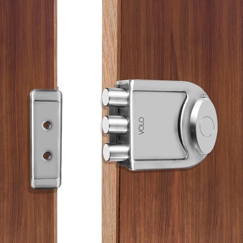Image of VOLO Heavy Duty Tri-Bolt Rim Lock - Secure Dead Lock with Keys for Main Door, Single & Double Doors, Left & Right-Handed Use - Ideal for Home & Office (Pack of 1) (MT-01 (Satin))