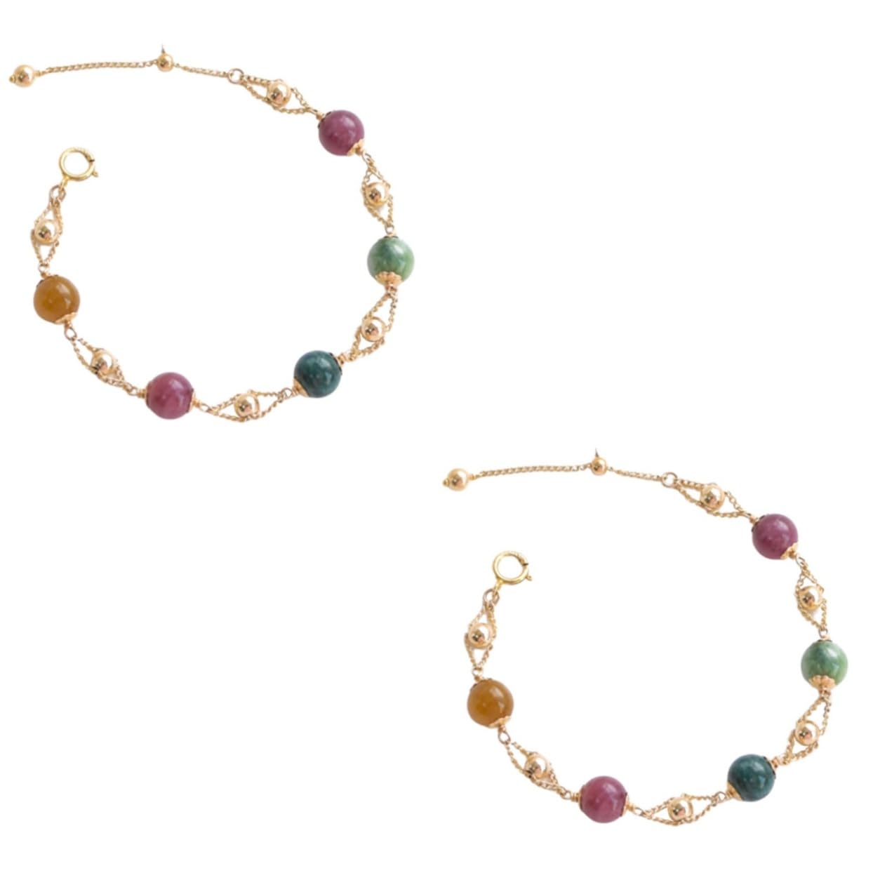 SOIMISS 2pièces Bracelet Tourmaline Naturelle Pour Femmes Bijoux Élégants Avec Perles Fait Main Parfait Pour Soirées Et Vie Quotidienne