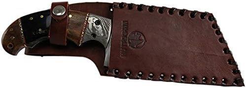 HUNT-DOWN 9" Huntdown Full Tang Tanto Blade Hunting Knife with Wood Handle and Leather Sheath