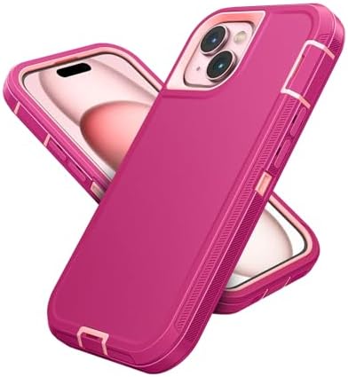 Jelanry for iPhone 15 5G Case Heavy Duty Tough & Rugged Protection - Pink
