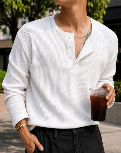 AUSK Store AUSK Men's Textured Henley T-Shirt - Image 3