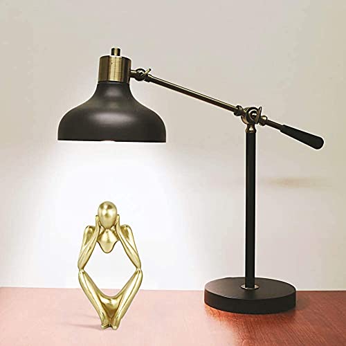 3Pcs - Mini 3''L X 2.5''W X 5.2''H Thinker Style Abstract Sculpture Decor (Golden) , H&W Collectible Figurines For Home Decor Accents, Living Room Bedroom Office Decoration, Book Shelf Tv Stand Décor #TOP4