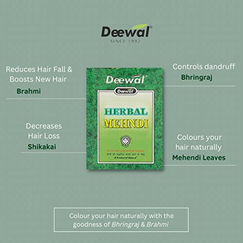 Image of Deewal Herbal Khadi Mehndi for Unisex, 400g - Black (Pack of 5)