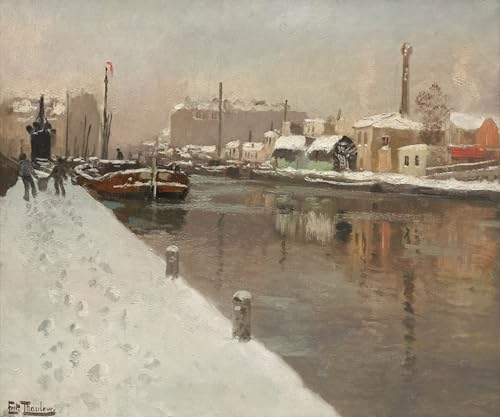 Affiches d'art l'hiver dans le port poésie hivernale et sérénité sur toile