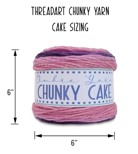Image of ThreadArt Ombre Chunky Yarn Cake #6, 300g /316 Yds, Lavender Haze 08 | Soft super bulky #6 acrylic yarn cake for blankets, scarves, hats, crochet and knitting. Big 300g cake is machine washable.