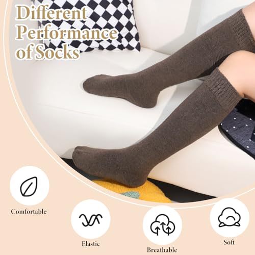 Justay 5 Pairs Winter Knee High Socks Warm Tall Boot, Soft Knit Thermal Cotton Long Socks for Women Gifts4