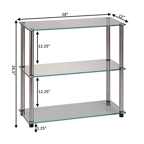 Convenience Concepts 157002 Designs2Go Classic Glass 3 Shelf Bookshelf thumb #2