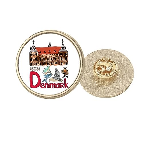 Broche ronde en métal précieux Demark taille M l'éclat de l'or au symbole national gravé